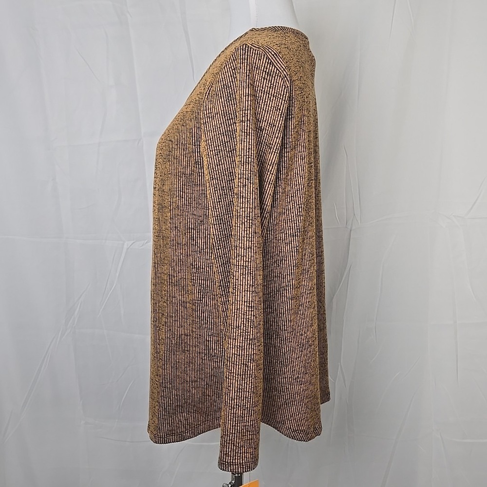 Ruby Rd. Gold Ribbed Long Sleeve Tunic Top Size Small New - Picture 3 of 6